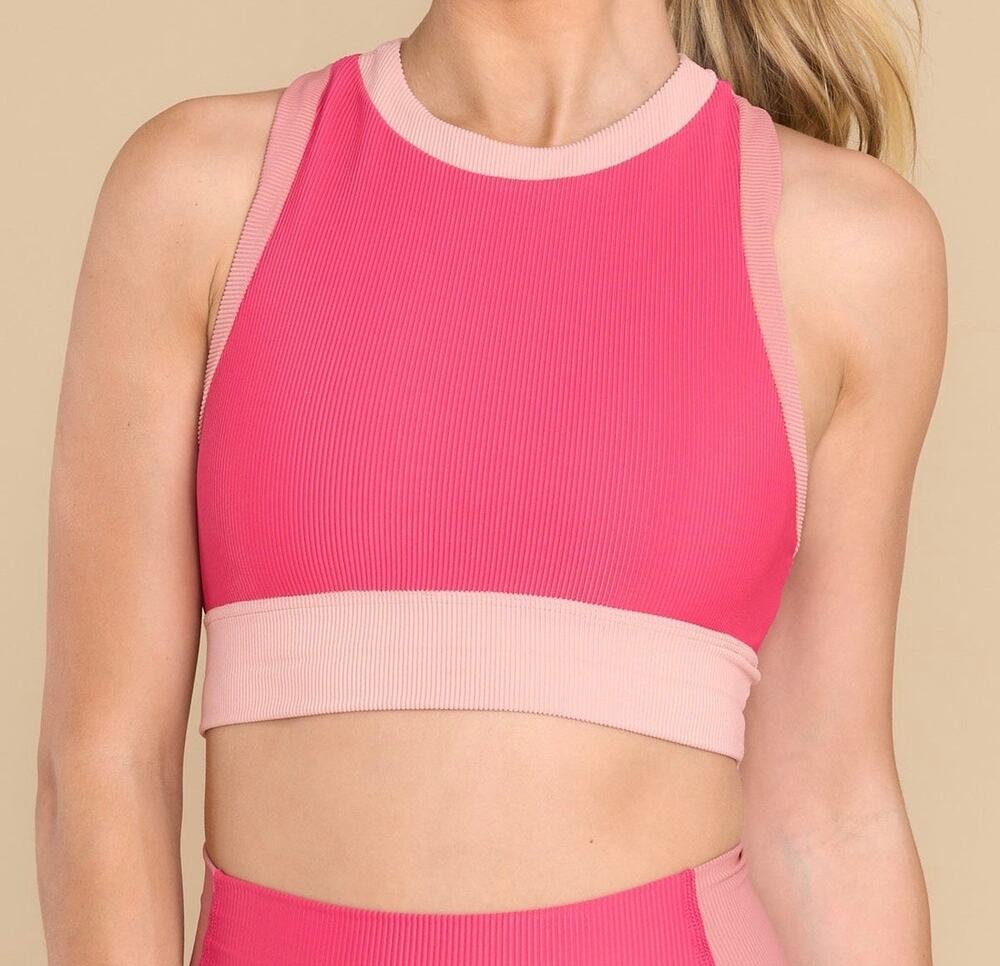Beach Riot Gwen Top Sports Bra Rouge Color Block Size XL